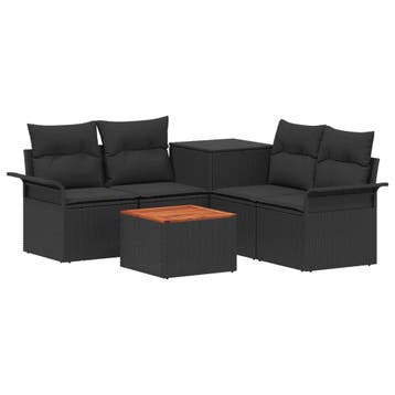 vidaXL Bankstel 6 pcs 4-Aantal zitplaatsen Zwart Poly Rattan, Verzenden, Nieuw