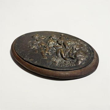 Sculpture sur bloc/relief, Bas relief 3 chérubins 19e - 34, Antiek en Kunst