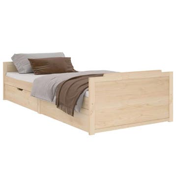 Massief houten bed 90x200 + lades | Retour deal | Knaller..., Huis en Inrichting, 90 cm, Eenpersoons, Verzenden, Zo goed als nieuw