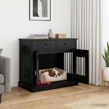 vidaXL Hond kennel meubel Zwart eiken 90 x 47,5 x 80 cm, Verzenden
