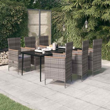 vidaXL 7-delige Tuinset met kussens grijs, Verzenden, Tuinset