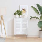 vidaXL Kastdeuren louvre design 2 st 69x29,5 cm wit, Doe-het-zelf en Bouw, Verzenden, Nieuw