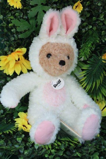Steiff: Teddybeer met haas outfit, super cute, pluche, 27cm