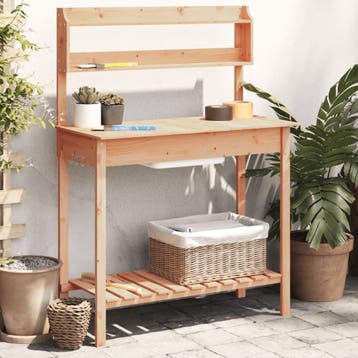 vidaXL Oppottafel met spoelbak 147,5x44x139,5 cm vurenhout, Verzenden
