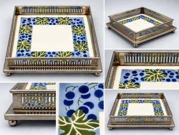 Dienblad met druivendecor – keramische inleg en opengewerkte