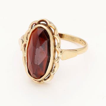 Ring - 14 karaat Geel goud - Granaat, Nieuw
