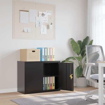 vidaXL Archiefkast 90x40x70 cm staal zwart, Verzenden, Nieuw