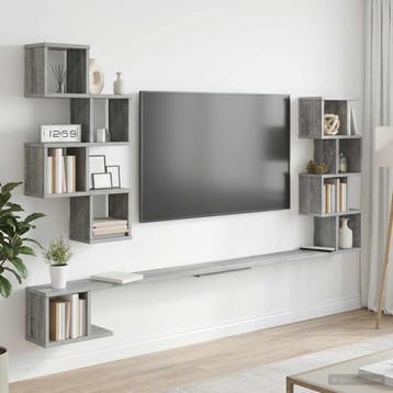 vidaXL Wandgemonteerd TV Rek Grijs Sonoma 160 x 15 x 94 cm, Verzenden