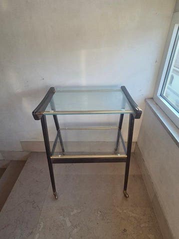 Trolley - Hout, Glas, Messing - Drankwagen, Antiek en Kunst
