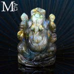 Top Flash Light Labradoriet Beeldhouwwerk - Lord Ganesh -