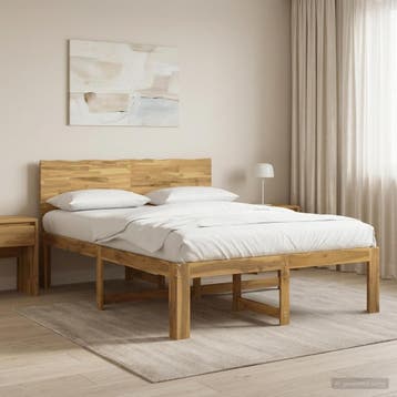 vidaXL Tweepersoonsbed met hoofdbord ROSTOCK Wit 160 x 200, Verzenden, Nieuw