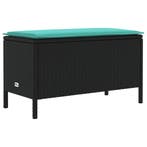 vidaXL Tuin Voetenbank Zwart en Turkoois 80 x 38 x 42 cm PE, Verzenden
