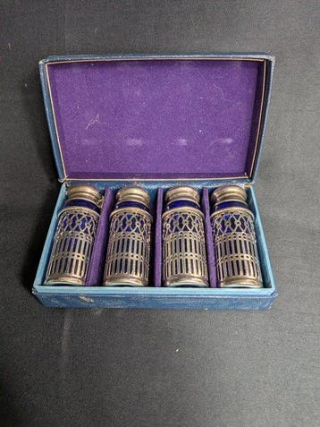 Zout- en pepervaatjes (4) - Glas, Zilver