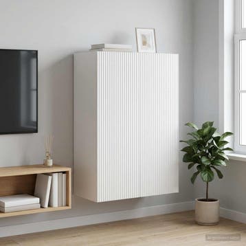 vidaXL Wandkast Hoogglans Wit 66 x 34,5 x 90 cm Bewerkt hout, Huis en Inrichting, Verzenden, Nieuw