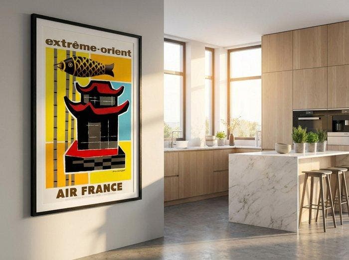 Guy Georget - Air France - Affiche dagence « Extrême-Orient, Antiquités & Art, Art | Dessins & Photographie