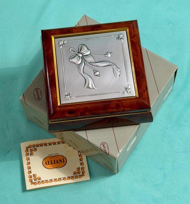 Alliani - Sieradendoos - .925 zilver, Burlwood - Sterling, Antiquités & Art, Curiosités & Brocante