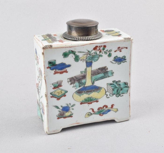 Theekistje / doosje - Een grote Chinese Famille Verte, Antiquités & Art, Antiquités | Autres Antiquités