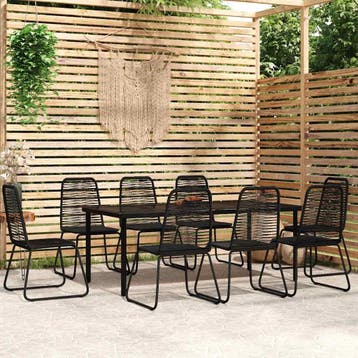 vidaXL 9-delige Tuinset zwart, Tuin en Terras, Verzenden, Nieuw, Tuinset