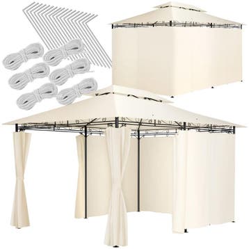 Luxe tuinpaviljoen Emine 4x3m met 6 zijdelen - crème, Tuin en Terras, Verzenden, Nieuw