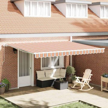vidaXL Uitschuifbare luifel Meerkleurig 450 × 300 cm, Tuin en Terras, Zonneschermen, Verzenden, Nieuw