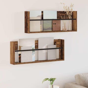 vidaXL Tijdschriftenrek 2 st Oudhout 80 x 12 x 30 cm Bewerkt, Verzenden