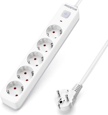Stekkerdoos - Verlengsnoer - Verlengkabel - 5M - Wit - Aigos, Verzenden, Nieuw