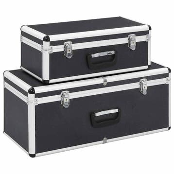 vidaXL Opbergkoffers 2 st aluminium zwart, Verzenden, Nieuw