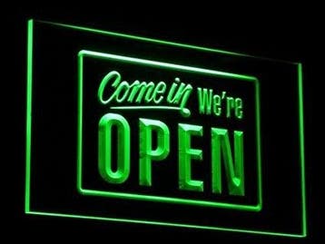 OPEN neon bord lamp LED verlichting reclame lichtbak #25 COM, Verzenden, Nieuw