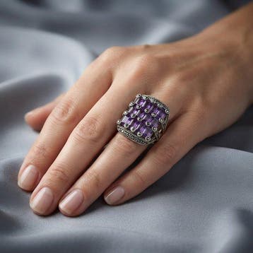 Sans prix de réserve - Bague Argent Améthyste - Fabriqué en