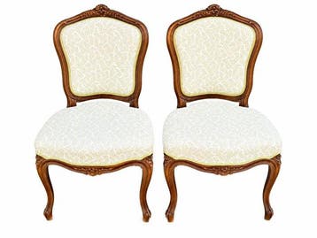 Fauteuil (2) - Walnoot, Textiel - Stoelen in Louis XV-stijl