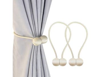 Veiling - Gordijnmagneten - set van 2 - beige, Maison & Meubles