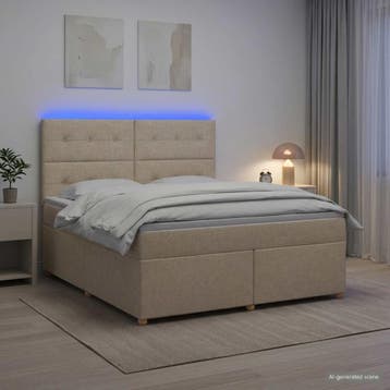 vidaXL Boxspringbed met matras Crèmekleurig 140 x 200 cm, Verzenden