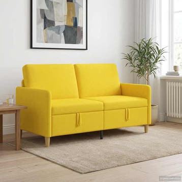 vidaXL Sofa met Opbergruimte Licht Geel 152 x 78 x 87 cm, Huis en Inrichting, Verzenden, Nieuw