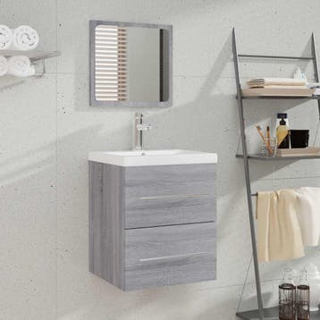 vidaXL Badkamerkast met spiegel 41x38,5x48 grijs sonoma, Verzenden, Nieuw