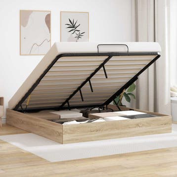vidaXL Ottoman Bedframe met opslag Sonoma Eik 203 x 180 x 25, Verzenden, Nieuw