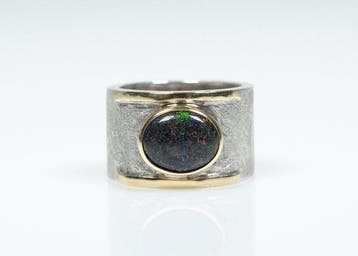Sans prix de réserve - Bague - Or 750 / Argent 935 - opale