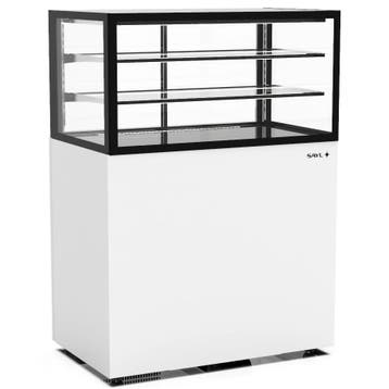 Neutrale Vitrine | INTEGRA | Wit/Zwart | 3 Niveaus | Wielen, Verzenden, Nieuw in verpakking