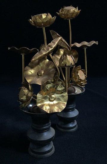 Set of 2 / Buddhist Golden Flower / Joka / Japanese Vintage