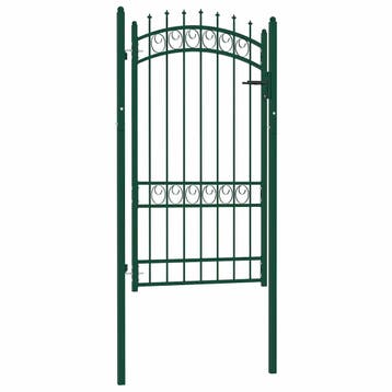 vidaXL Poort met speerpunten 100x175 cm staal groen, Tuin en Terras, Tuinpoorten, Verzenden, Nieuw