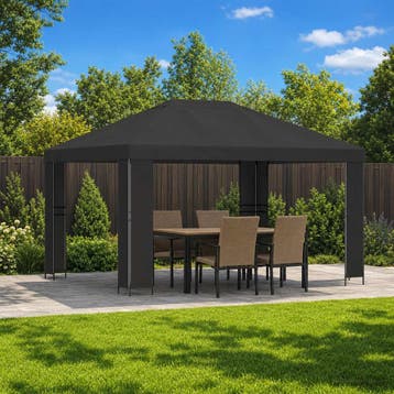 vidaXL Prieel 4 × 3 m Antracietkleurig Polyester en Staal, Verzenden
