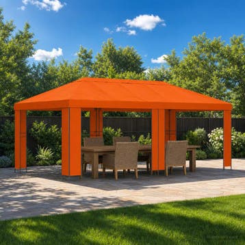 vidaXL Tuinpaviljoen 6 x 3 m Oranje Polyester en Staal 190, Verzenden, Nieuw