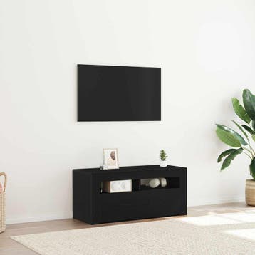 vidaXL TV Kast 90 x 35 x 40 cm Zwart Eiken Bewerkt hout, Huis en Inrichting, Verzenden, Nieuw