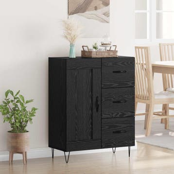 vidaXL Dressoir Zwarte Eik 69,5 x 34 x 90 cm Geconstrueerd, Maison & Meubles, Armoires | Dressoirs, Verzenden
