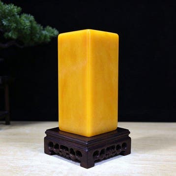 Huanglong Jade Kubus - Hoogte: 15 cm - Breedte: 7 cm- 2050 g, Verzamelen