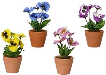 Viooltje zijden geel linksonder op foto dia 7.5 cm h 18 per
