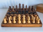 Drewniane szachy i warcaby vintage - 30x30 cm - zestaw, Antiek en Kunst