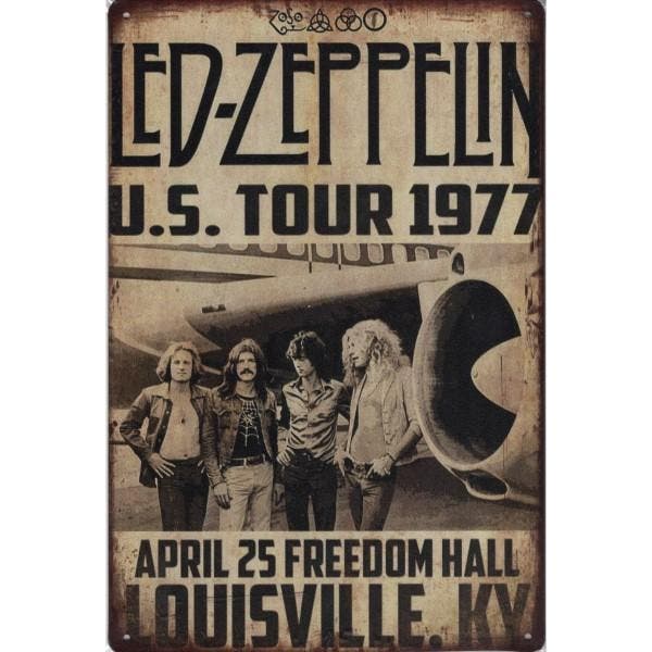 Wandbord Concert Bord - Led Zeppelin US Tour 1977, Collections, Musique, Artistes & Célébrités