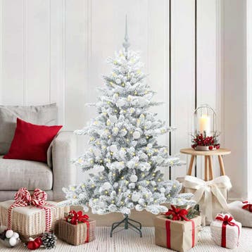 vidaXL Kunstmatige Hinged Kerstboom Wit 150 cm PVC en Staal, Verzenden, Nieuw