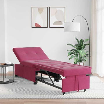 vidaXL Slaapbank / zetel Wijnrood 194 x 67 x 82 cm Fluweel, Huis en Inrichting, Zetels | Zetels, Verzenden, Nieuw