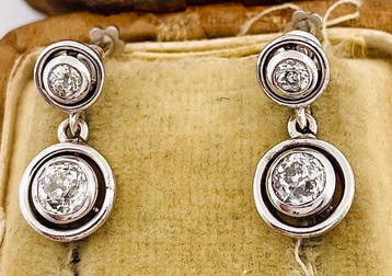 Oorbellen - 18 karaat Witgoud Diamant (Natuurlijk), Nieuw
